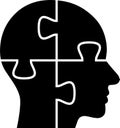 Puzzle shaped human head icon as concept of integrity of consciousness