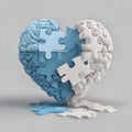 A puzzle shaped like a heart or brain with one missing piece inserted Royalty Free Stock Photo