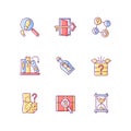 Puzzle solving RGB color icons set Royalty Free Stock Photo