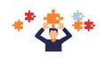 Puzzle Solving Teamwork Icon: Collaboration, vector design Generative AI Royalty Free Stock Photo