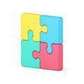Puzzle square 3d icon. Colored diagram with creative solution