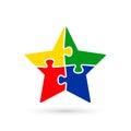 Puzzle Star Color Icon. Vector Isolated Illustration