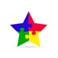 Puzzle Star icon. Vector logo flat design template Royalty Free Stock Photo