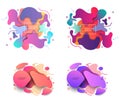 Puzzle style liquid shape abstract background set Royalty Free Stock Photo