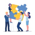 Puzzle team concept. Business person teamwork for success. Vector Royalty Free Stock Photo