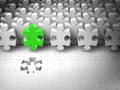 Puzzle Team Leader, Abstract 3d Jigsaw Pieces Find Last Hole Royalty Free Stock Photo