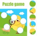 Puzzle for toddlers. Children educational game. Match pieces and complete the picture. Activity for pre school years kids. Easter