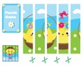 Puzzle for toddlers. Complete the picture with cute Easter chicken. Educational game for children