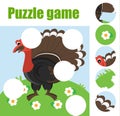 Puzzle for toddlers. Matching children educational game. Match pieces and complete the picture. Activity for pre school years kids Royalty Free Stock Photo