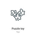 Puzzle toy outline vector icon. Thin line black puzzle toy icon, flat vector simple element illustration from editable toys Royalty Free Stock Photo