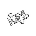 puzzle, two figures sketch vector illustration