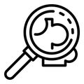 Puzzle under magnifier icon, outline style