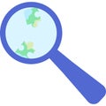 Puzzle under magnifying glass flat vector icon