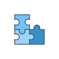 Puzzle vector strategy concept colored blue icon