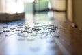 shallow depth of field focus on a few puzzle pieces Royalty Free Stock Photo