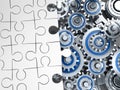 Puzzle white and gear Royalty Free Stock Photo