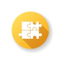 Puzzle yellow flat design long shadow glyph icon Royalty Free Stock Photo