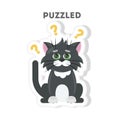 Puzzled cat sticker. Royalty Free Stock Photo