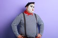 Puzzled clown with hands on the hips looking up Royalty Free Stock Photo