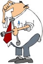 Puzzled Man Holding A Lug Wrench Royalty Free Stock Photo