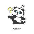 Puzzled panda sticker. Royalty Free Stock Photo