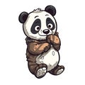 Puzzled Panda Sticker On Isolated Tansparent Background, Png, Logo. Generative AI