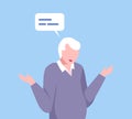 Puzzled Senior Man Shrugging his Shoulders, Man Communicating with Speech Bubble, Social Networking, Virtual Royalty Free Stock Photo