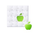 Puzzles and green apple concept vector Royalty Free Stock Photo