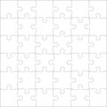 Puzzles grid template. Jigsaw puzzle pieces, thinking game and jigsaws detail frame design. puzzles game challenge vector