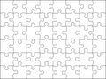 Puzzles grid template. Jigsaw puzzle 48 pieces, thinking game and 8x6 jigsaws detail frame design vector illustration
