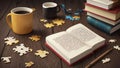 Puzzling Tales A Book Themed Puzzle for National Book Lovers Day.AI Generated