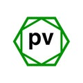 PV company monogram with green diamond. PV icon Royalty Free Stock Photo