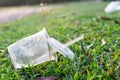 PVC cups litter on public park pose danger to environment Royalty Free Stock Photo