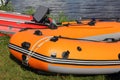 PVC inflatable boats near shore