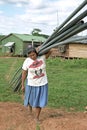 With PVC pipes lugging Indian woman, Nicaragua Royalty Free Stock Photo