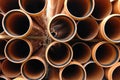 PVC pipes stacked in construction site Royalty Free Stock Photo