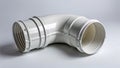 PVC ventilation duct elbow joint, plain and uncut, resting flat on white surface Royalty Free Stock Photo