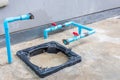 Pvc water pipe system with base for install automatic water pump, home water supply