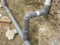 PVC water piping tube installed externally along the wall to supply water. Royalty Free Stock Photo