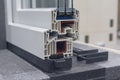 PVC window frame in section close-up Royalty Free Stock Photo