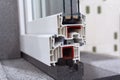 PVC window frame in section close-up Royalty Free Stock Photo