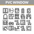 Pvc Window Frames Collection Icons Set Vector