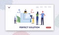 Pvc Window Profile Installation Process Landing Page Template. Tiny Characters at Huge Vinyl Frame with Thermometer