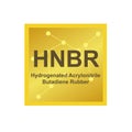 Vector symbol of Hydrogenated Acrylonitrile Butadiene Rubber HNBR polymer on the background from connected macromolecules Royalty Free Stock Photo