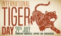 Tiger`s Day Promotion with Feline Fading Away due Extinction Danger, Vector Illustration