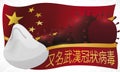China Flag and Medical Mask Restraining the Coronavirus of Wuhan, Vector Illustration