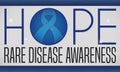 Hope Word and Denim Ribbon for Rare Disease Awareness, Vector Illustration