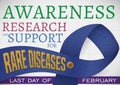 Denim Ribbon with Embroidery promoting Rare Disease Day Event, Vector Illustration