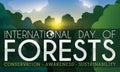Beautiful Dawn View during International Day of Forests, Vector Illustration