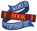 Book and Ribbon to Celebrate World Book and Copyright Day, Vector Illustration